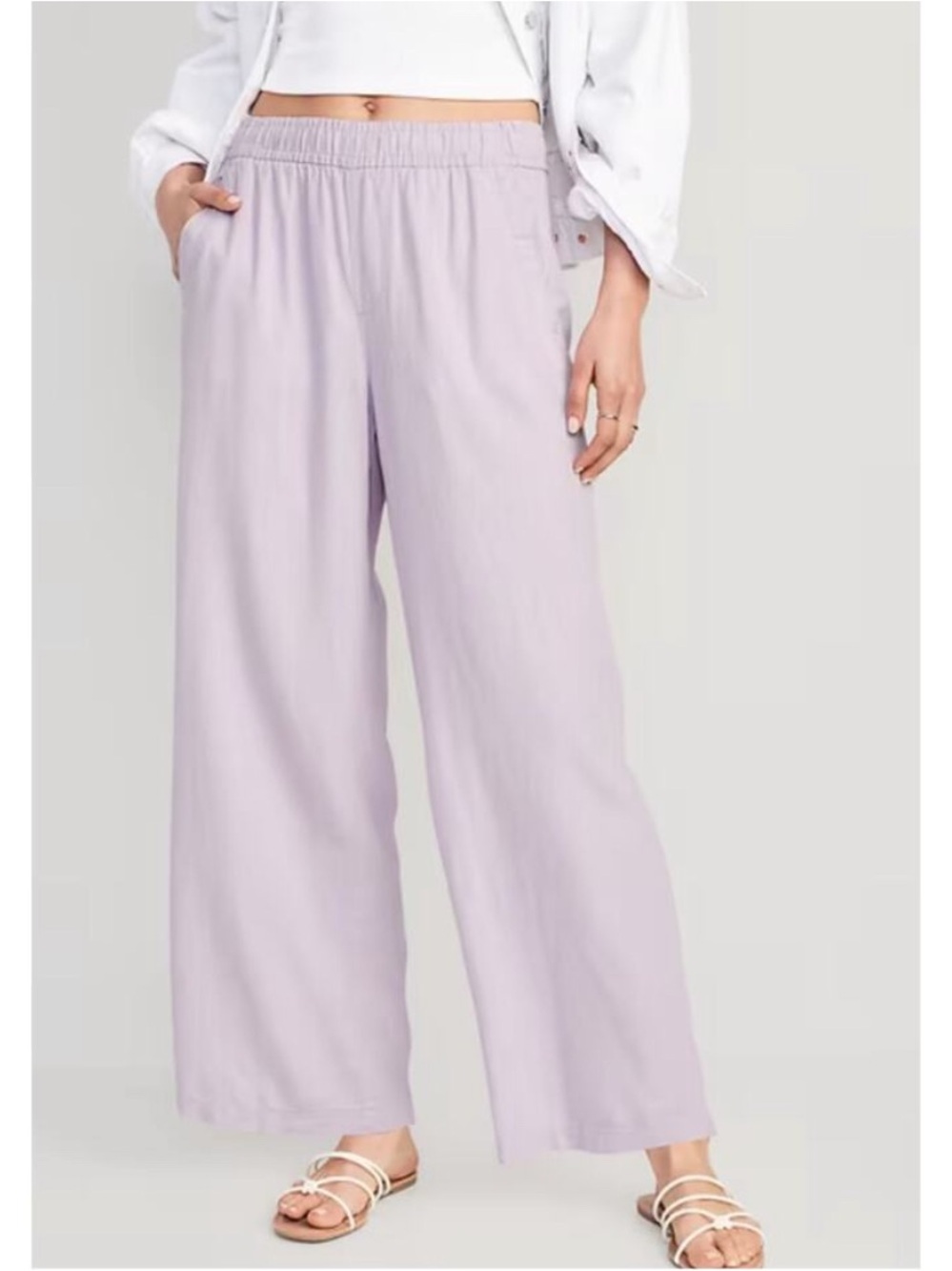 Old Navy Dusky Lavender Purple Wide Leg Pull On Linen Blend Pants- 2X